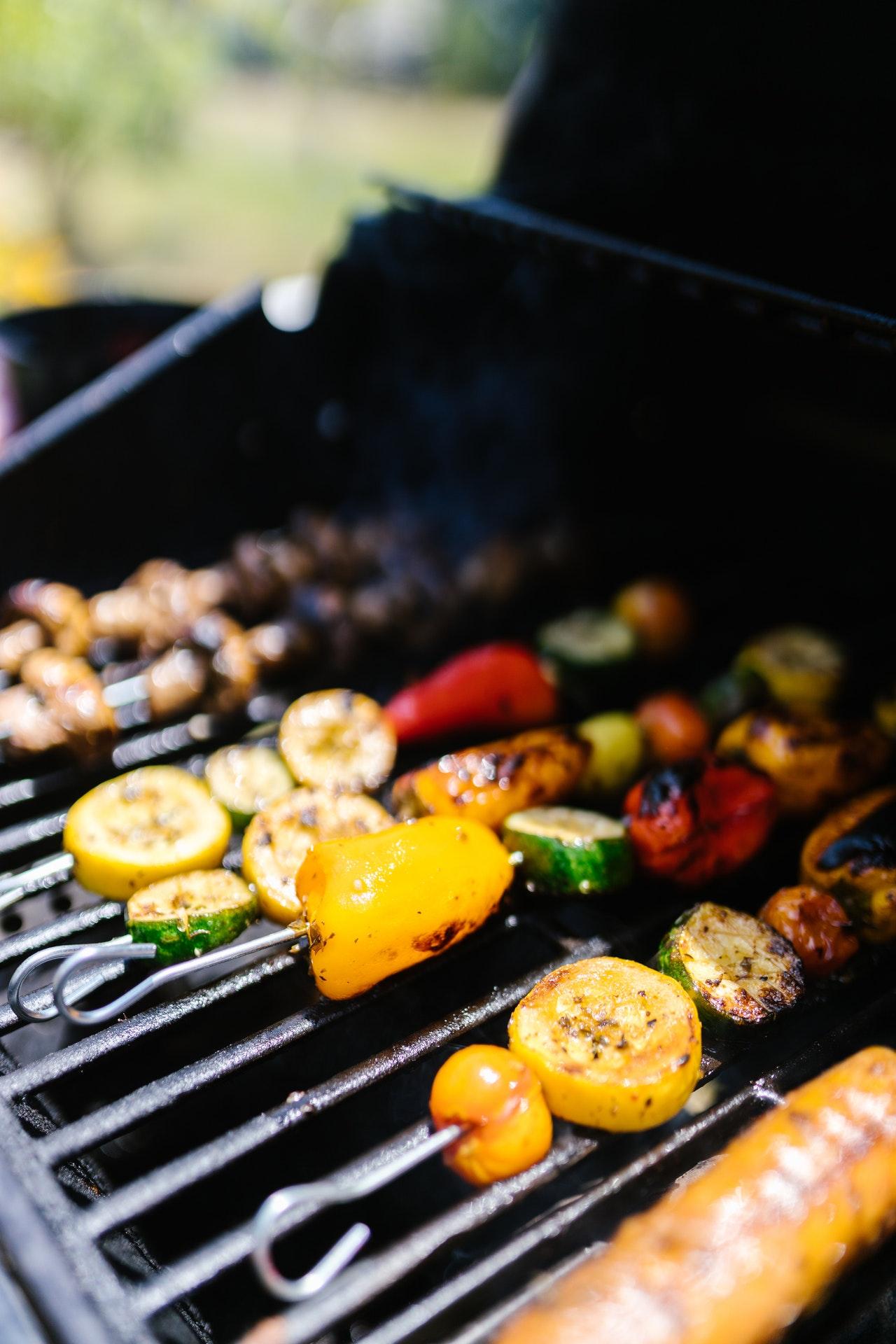 Vegetables cooking on a BBQ in the fresh air