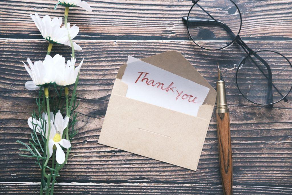 A thank-you note to express gratitude