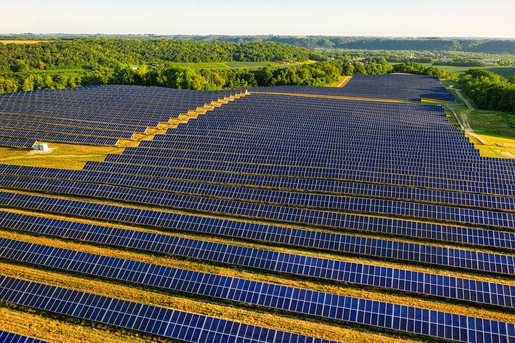 Solar energy farm run by a green energy provider to combat climate change